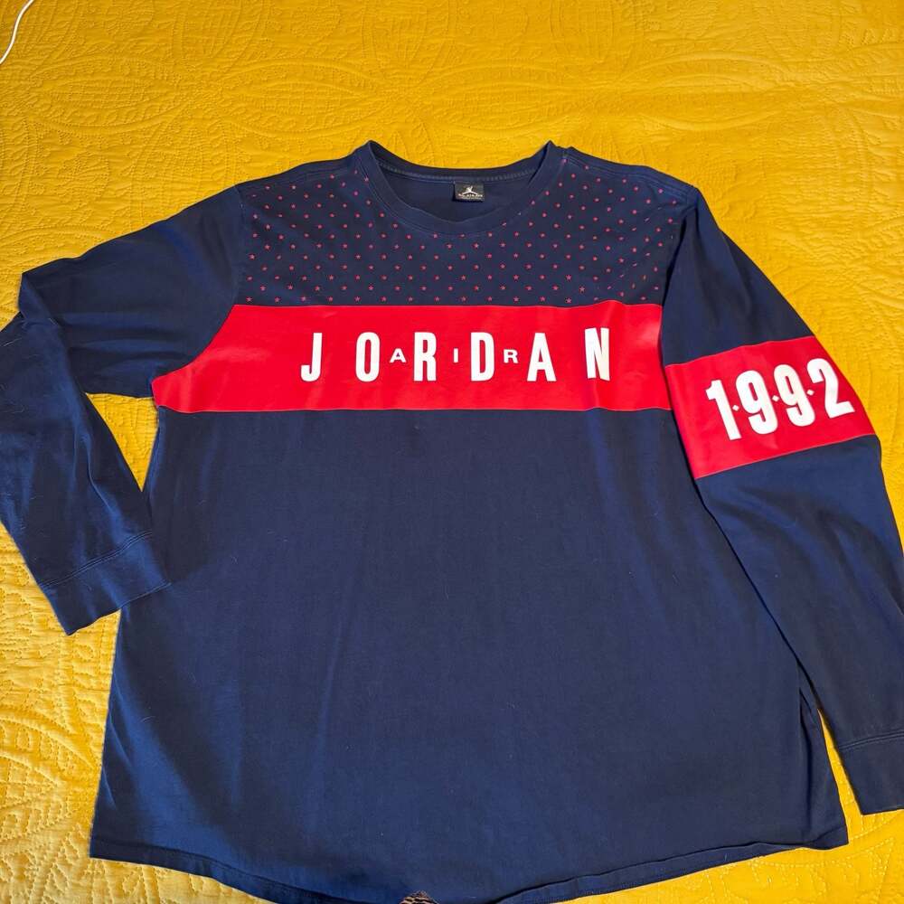 Jordan Brand 1992 Stars & Stripes Long Sleeve T-Shirt Navy Blue Size 3XL